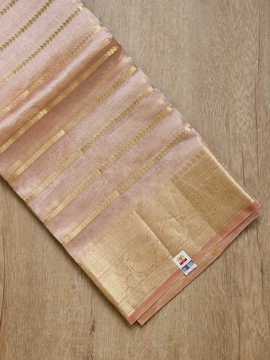 Pure Tissue Silk Banarasi Border Stripe Saree with special tassels and blouse