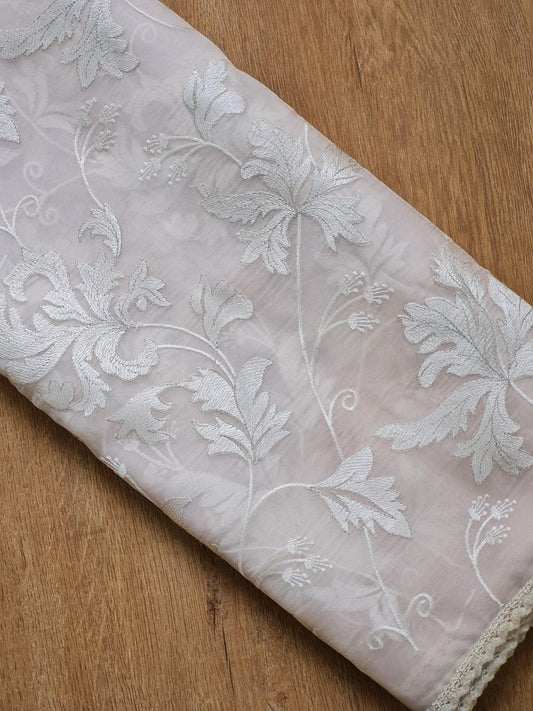 Pure organza silk Velvet Chikankari Saree with Velvet lace and heavy blouse - Resham Wala