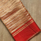 Pure Metallic Tissue Silk stripe saree with Katan silk border and special tassels with blouse sleeves - Resham Wala