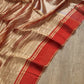 Pure Metallic Tissue Silk stripe saree with Katan silk border and special tassels with blouse sleeves - Resham Wala