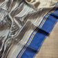 Pure Metallic Tissue Silk stripe saree with Katan silk border and special tassels with blouse sleeves - Resham Wala