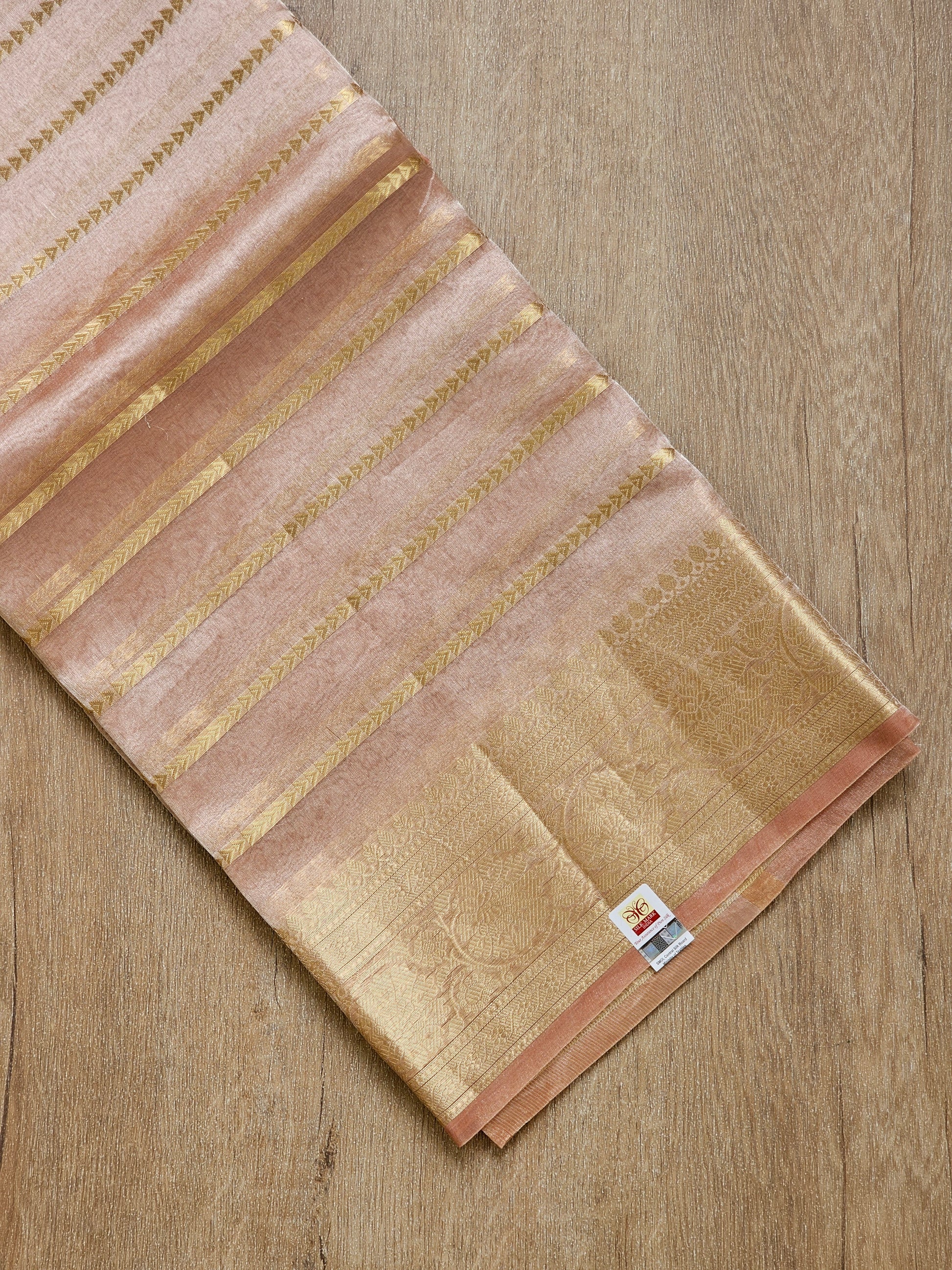 Pure Tissue Silk Banarasi Border Stripe Saree with special tassels and blouse - Resham Wala