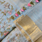 Pure Organza Silk Flamingo Jaal Embroidery Saree with Banarasi border and special tassels - Resham Wala