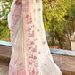 Pure Organza Silk Multi Floral Iscurt Embroidery Saree crochet Lace and sleeves work in blouse - Resham Wala