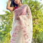 Pure Organza Silk Multi Floral Iscurt Embroidery Saree crochet Lace and sleeves work in blouse - Resham Wala