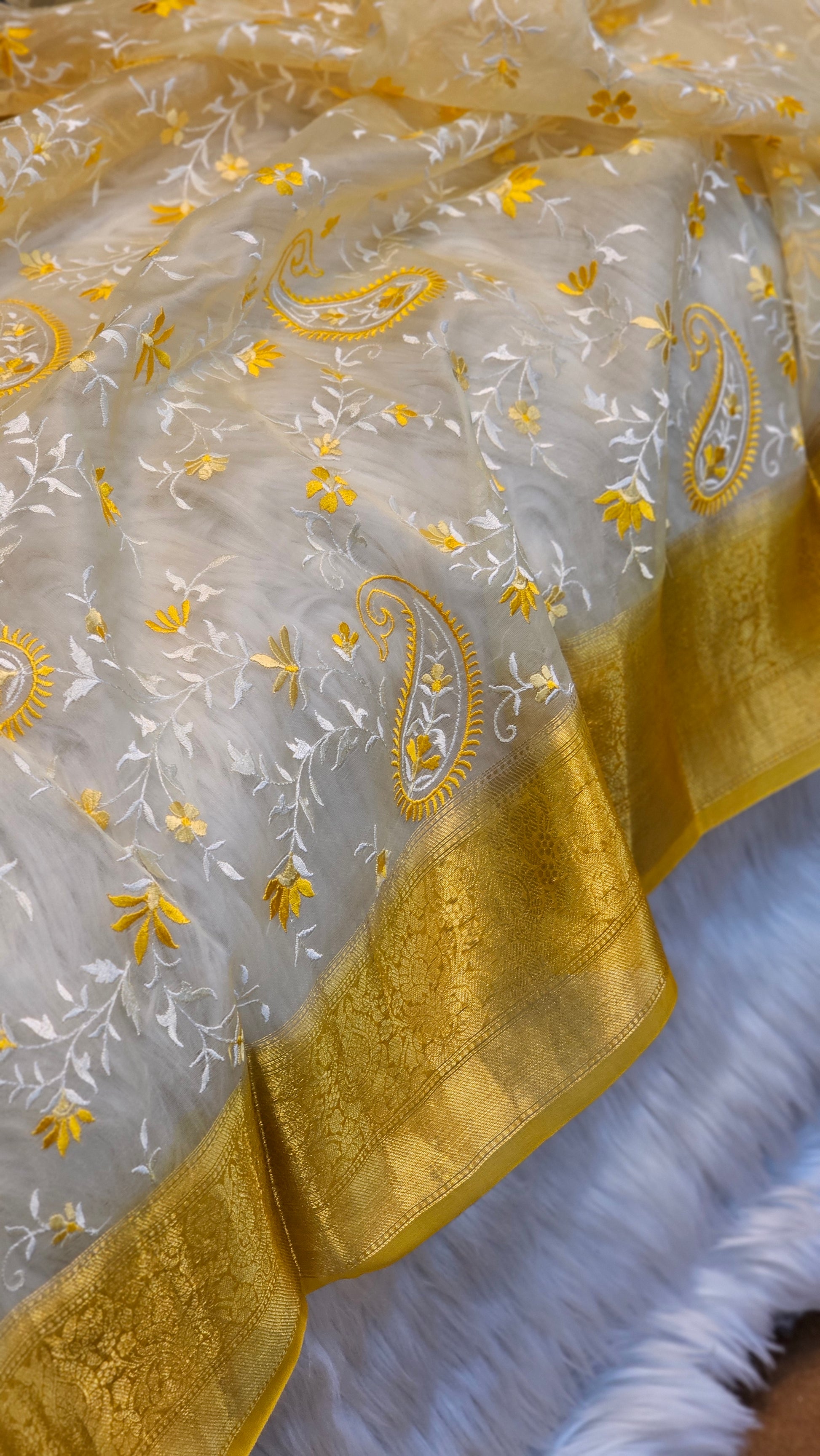 Pure Organza Silk Embroidery Saree (Sale) - Resham Wala