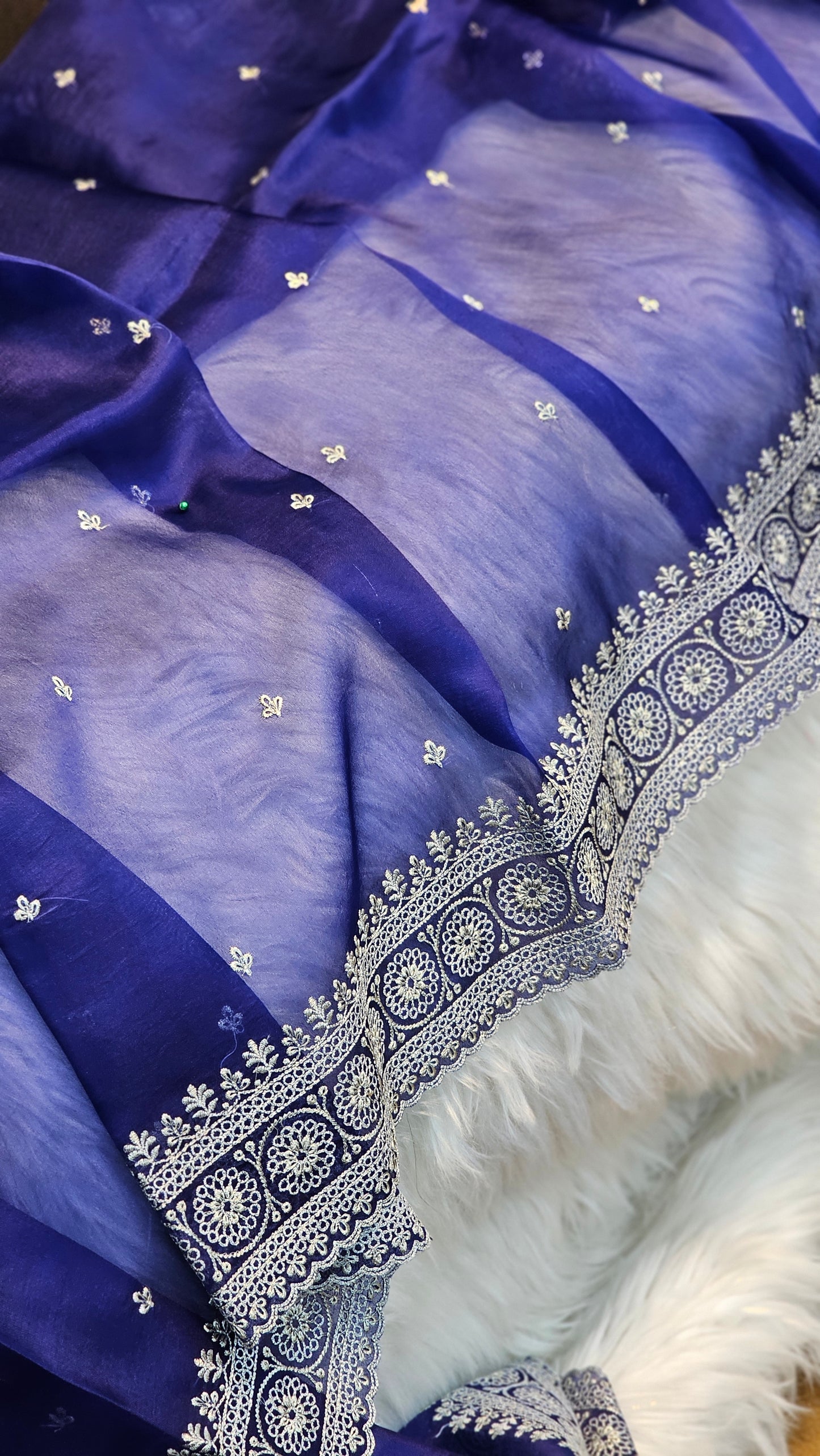 Pure Organza Silk Embroidery Saree (Sale) - Resham Wala