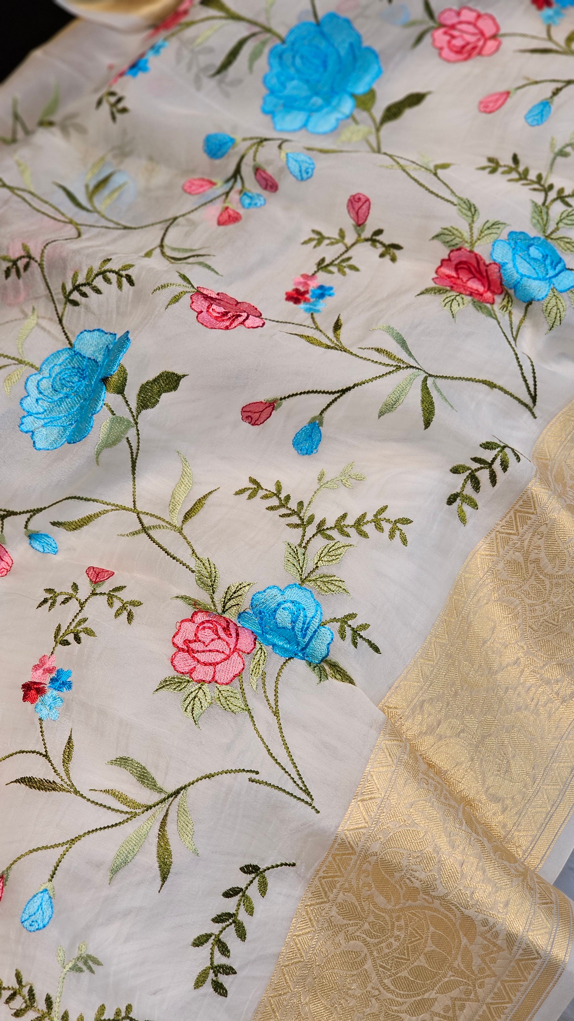 Pure Organza Silk Embroidery Saree (Sale) - Resham Wala