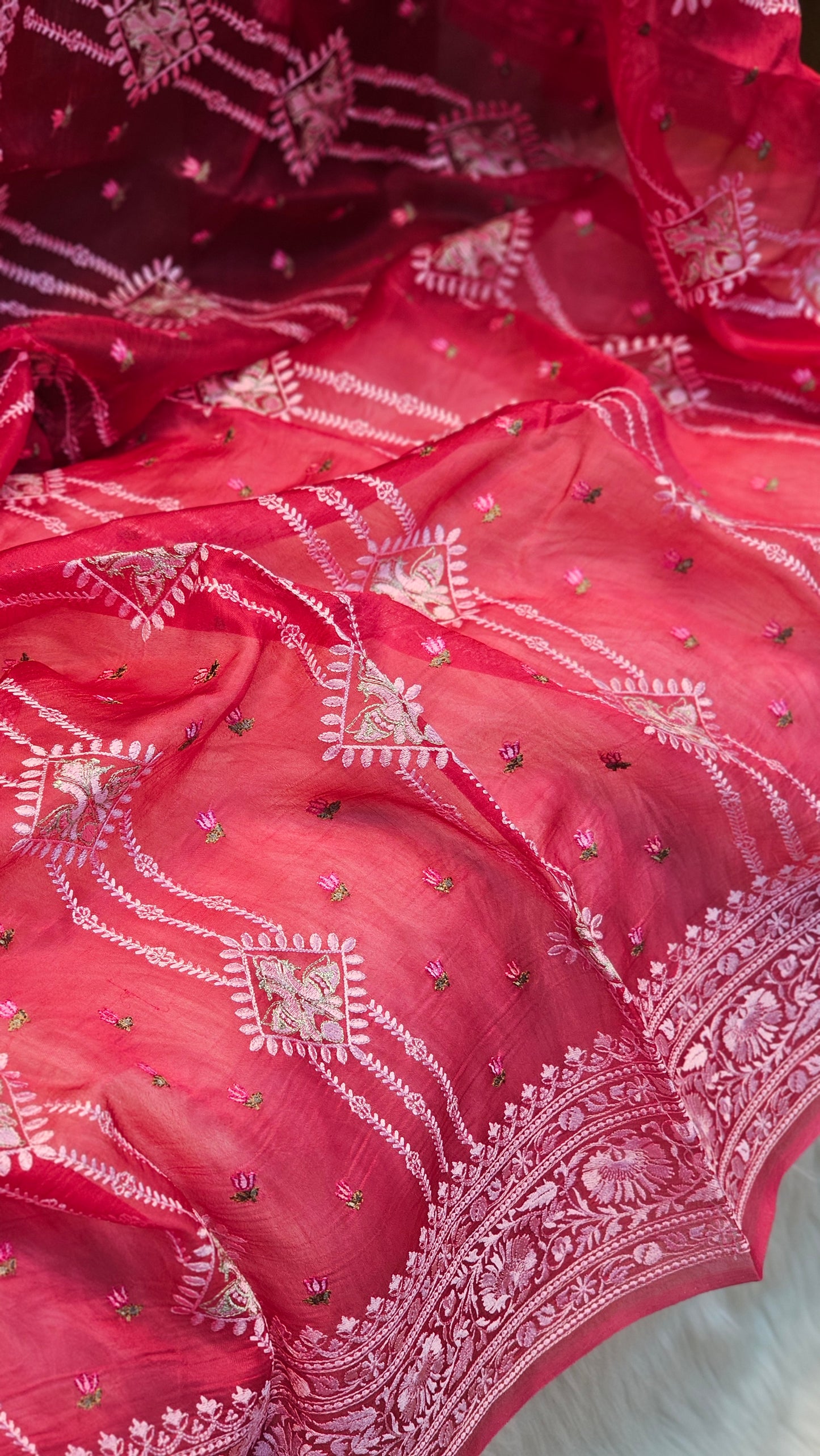 Pure Organza Silk Embroidery Saree (Sale) - Resham Wala