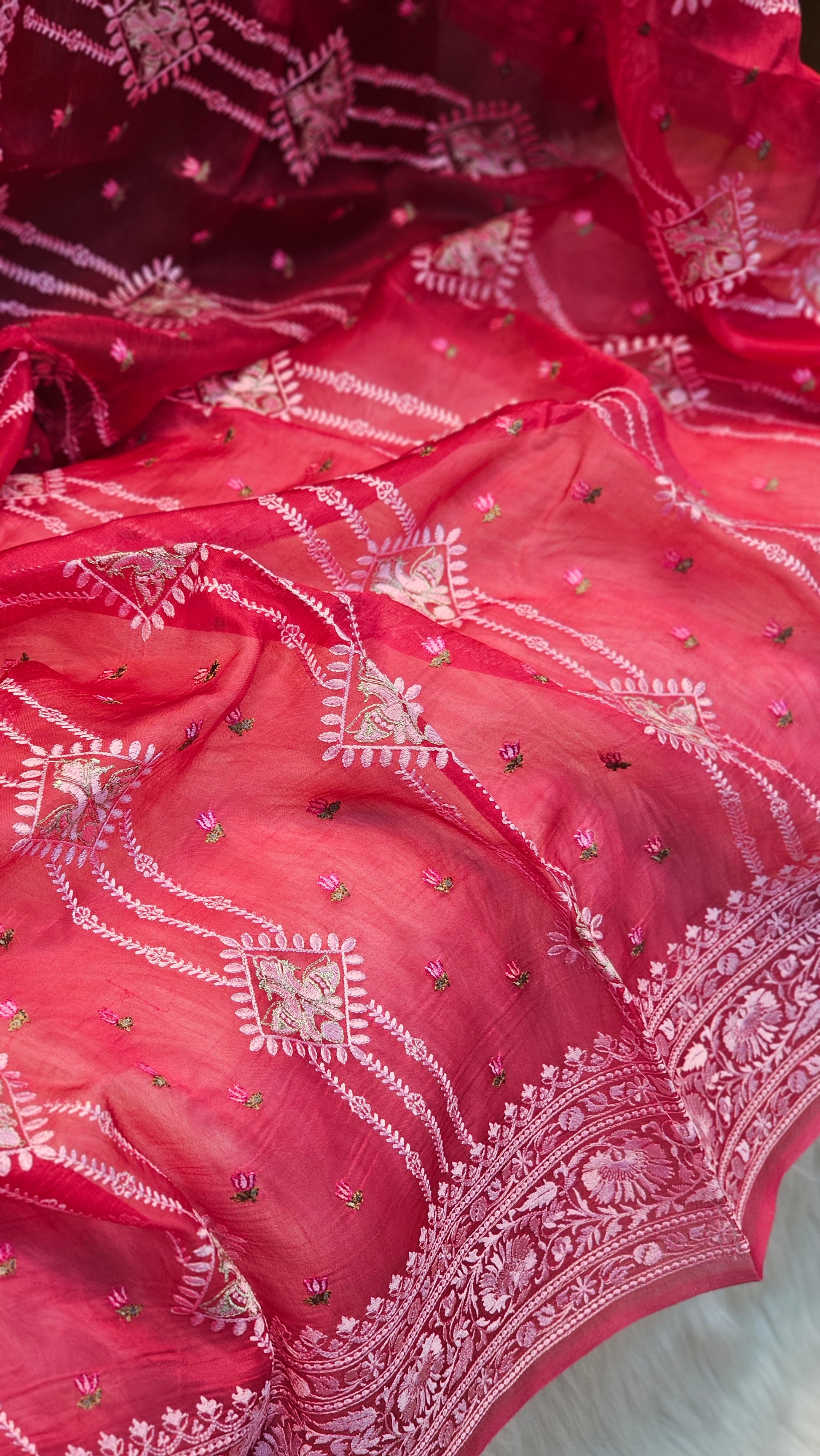 Pure Organza Silk Embroidery Saree (Sale) - Resham Wala