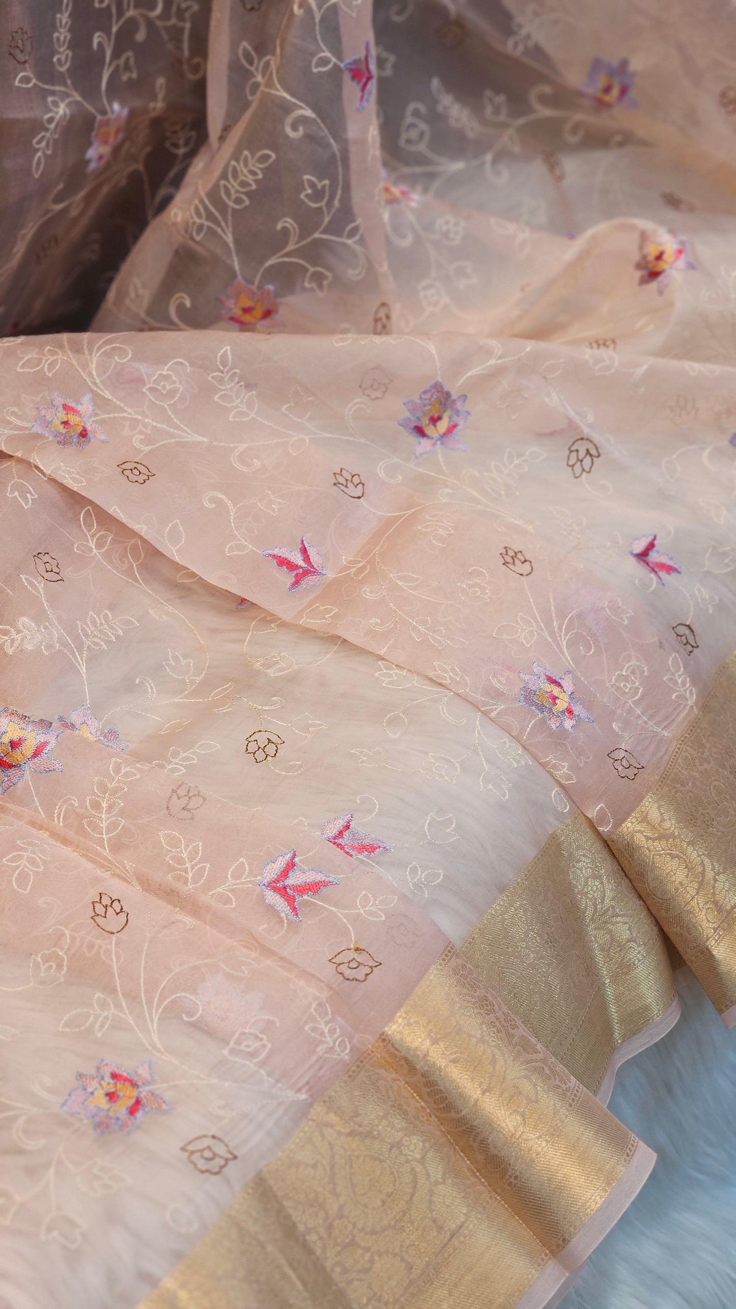 Pure Organza Silk Embroidery Saree (Sale) - Resham Wala