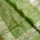 Pure Organza Silk Parsigara Figure Embroidery Border Saree with crochet lace and sleeves in blouse - Resham Wala