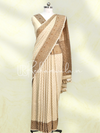 Handwoven Banarasi Pure Munga Silk Saree with antique zari work and heavy tassels with sleeves in blouse - Resham Wala