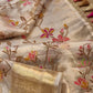 Pure Tissue Organza Silk Embroidery Cross stitch jaal with banarasi border and special tassels - Resham Wala