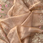 Pure Tissue Silk Stripe Embroidery Cutwork Border Scallop Saree - Resham Wala