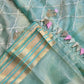 Pure Organza Tissue jaal Embroidery Saree with Banarasi katan zari border and special tassels - Resham Wala