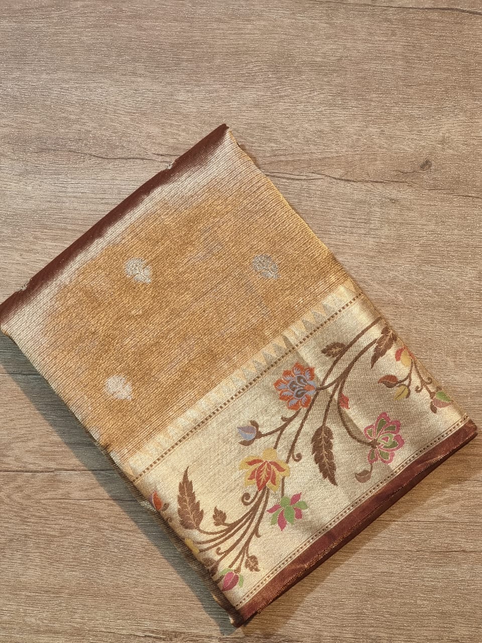 Handwoven Pure Double Tissue Silk Saree with multi paithni border buti and brocade blouse with special tassels - Resham Wala