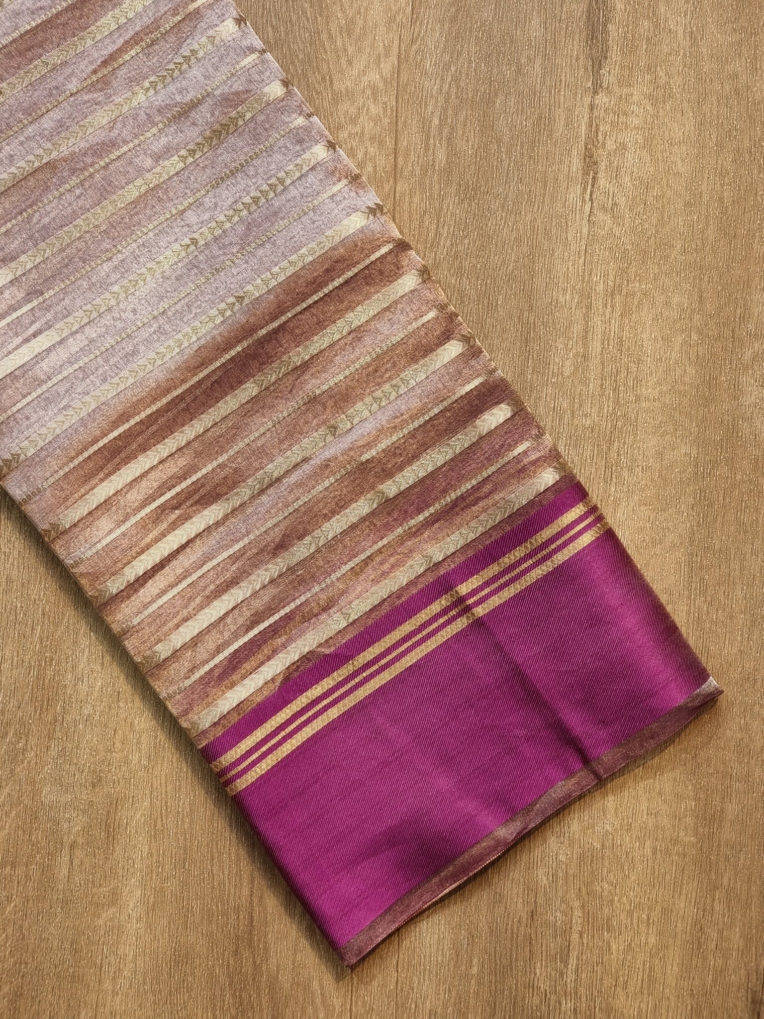 Pure Metallic Tissue Silk Stripe Saree - stripe weave detail