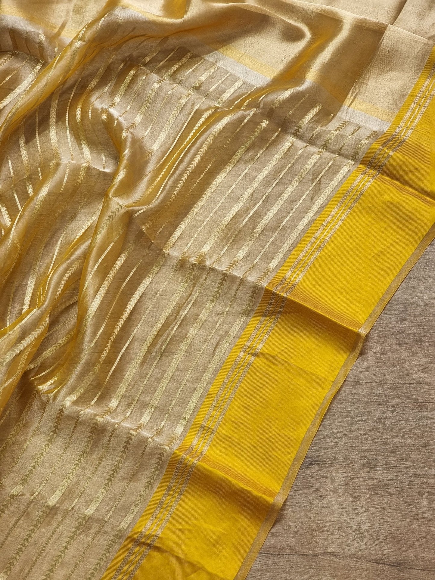Pure Metallic Tissue Silk Stripe Saree - Black shade