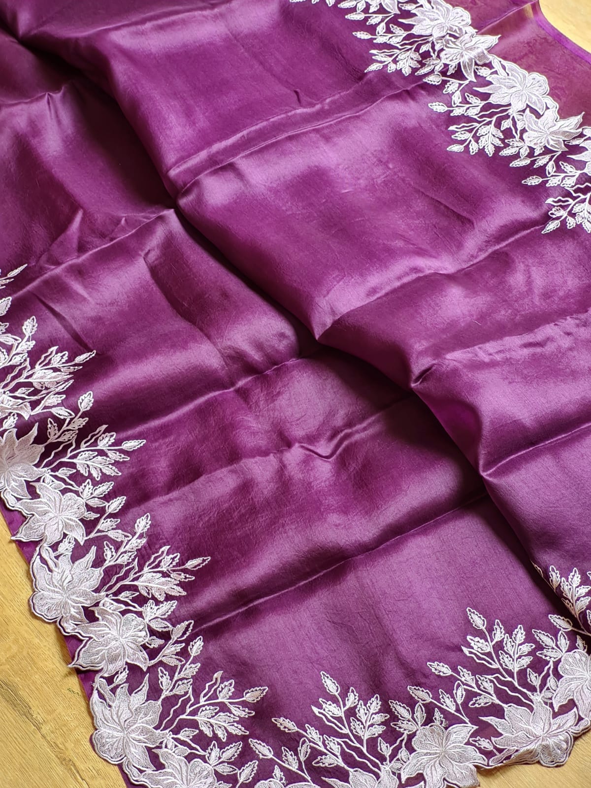 Pure Organza Silk Alfi Cutwork Saree - Red shade