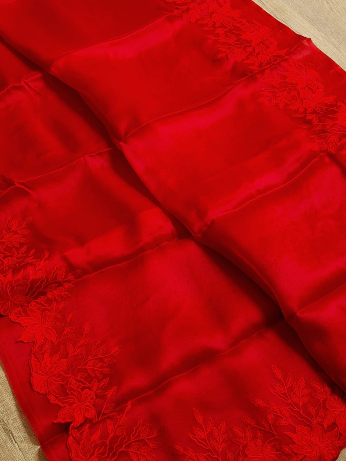 Pure Organza Silk Alfi Cutwork Saree - Bottle Green shade