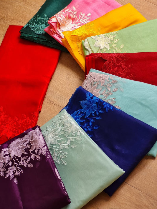 Pure Organza Silk Alfi Cutwork Saree - front full view