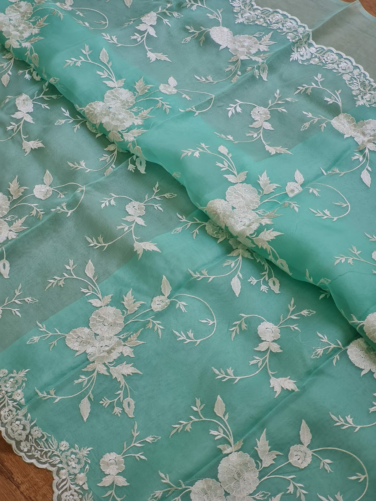 Pure Organza Silk Cutwork Jaal Embroidery Saree - Dusty Pink shade