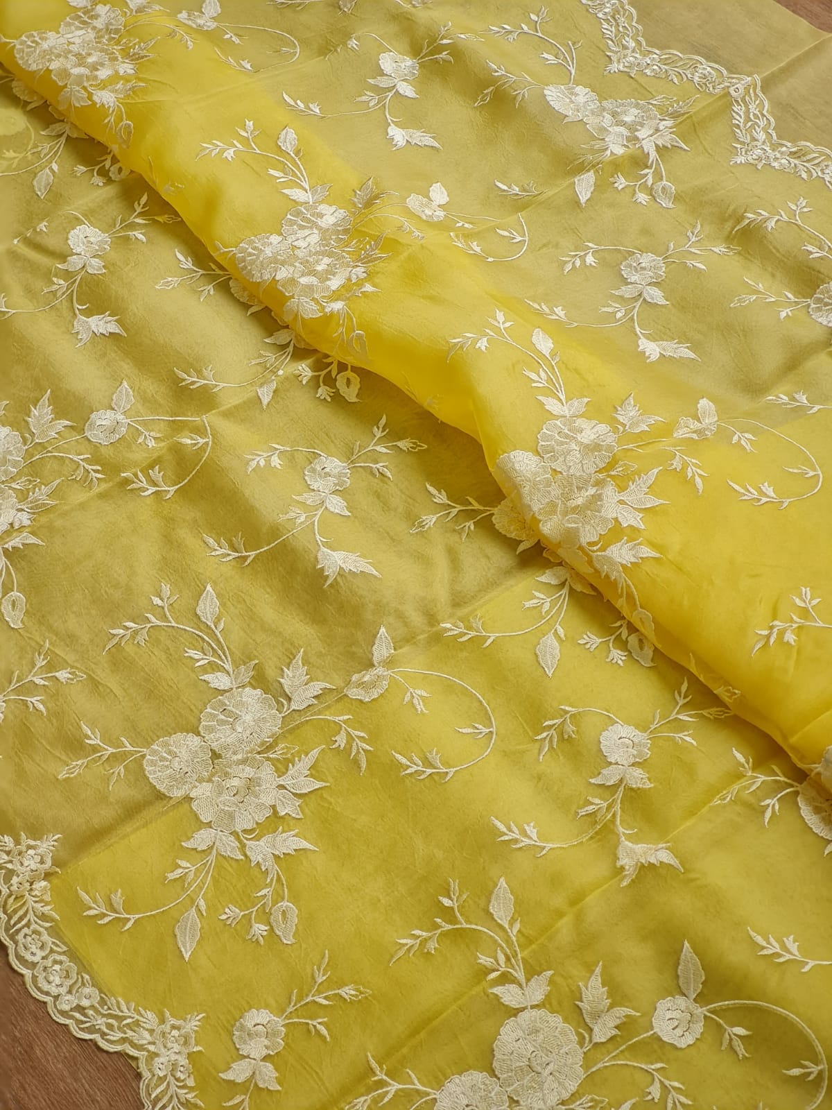 Pure Organza Silk Cutwork Jaal Embroidery Saree - Pista shade