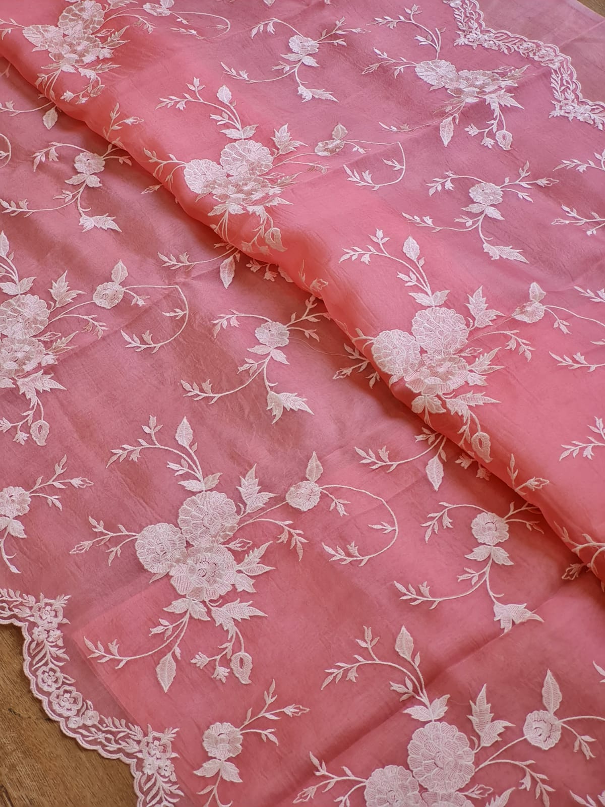 Pure Organza Silk Cutwork Jaal Embroidery Saree - Seagreen shade