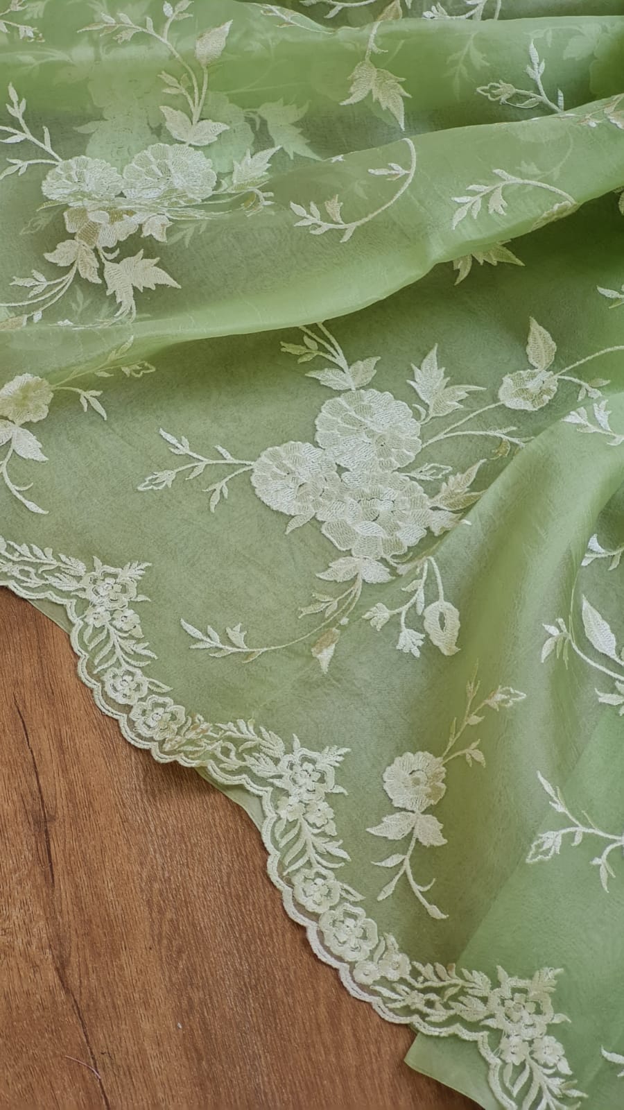 Pure Organza Silk Cutwork Jaal Embroidery Saree - plain blouse detail
