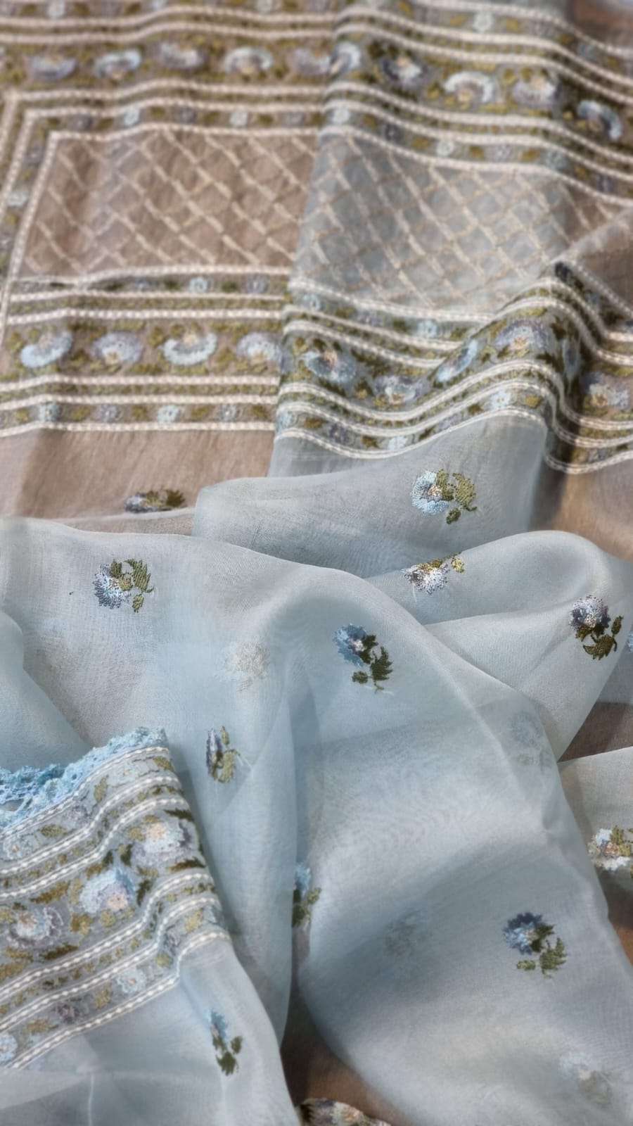 Pure Organza Silk Embroidered Border Buti Saree - complete outfit styled