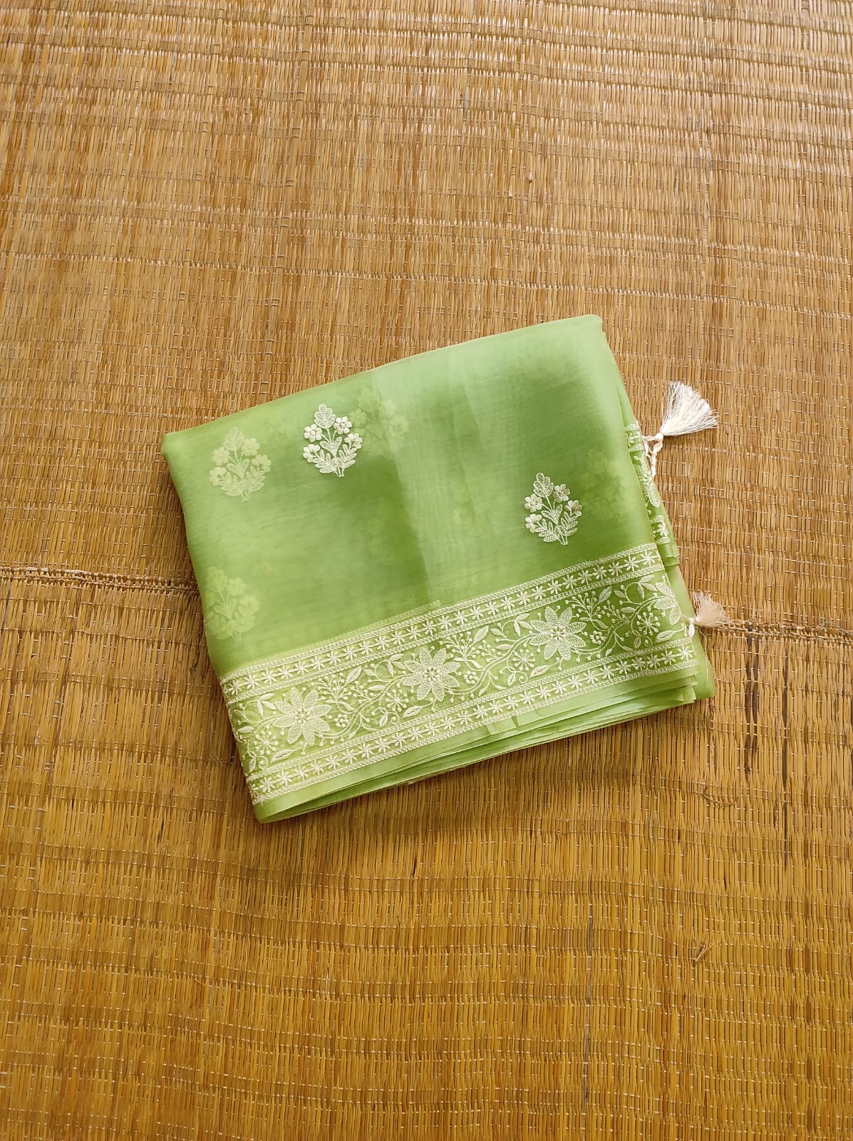 Pure Organza Silk Buta Border Saree - complete outfit styled