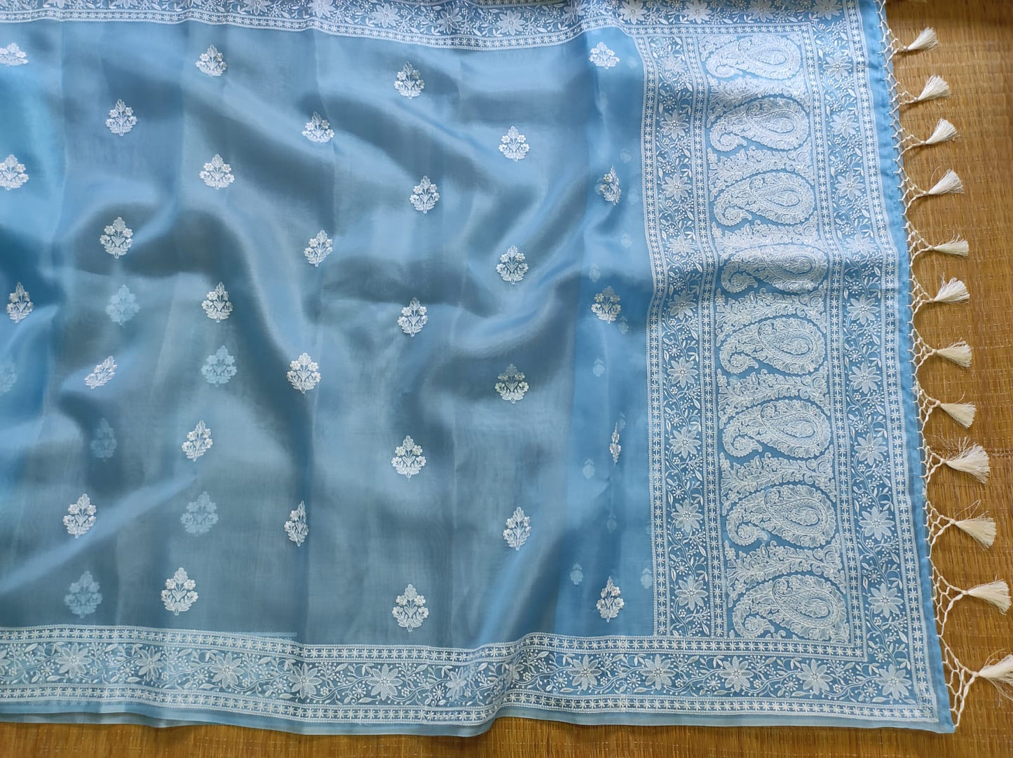 Pure Organza Silk Buta Border Saree - styled full look