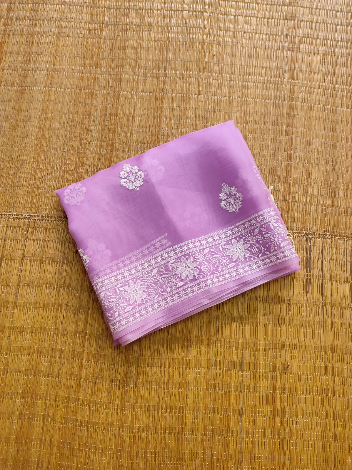 Pure Organza Silk Buta Border Saree - blouse back detail
