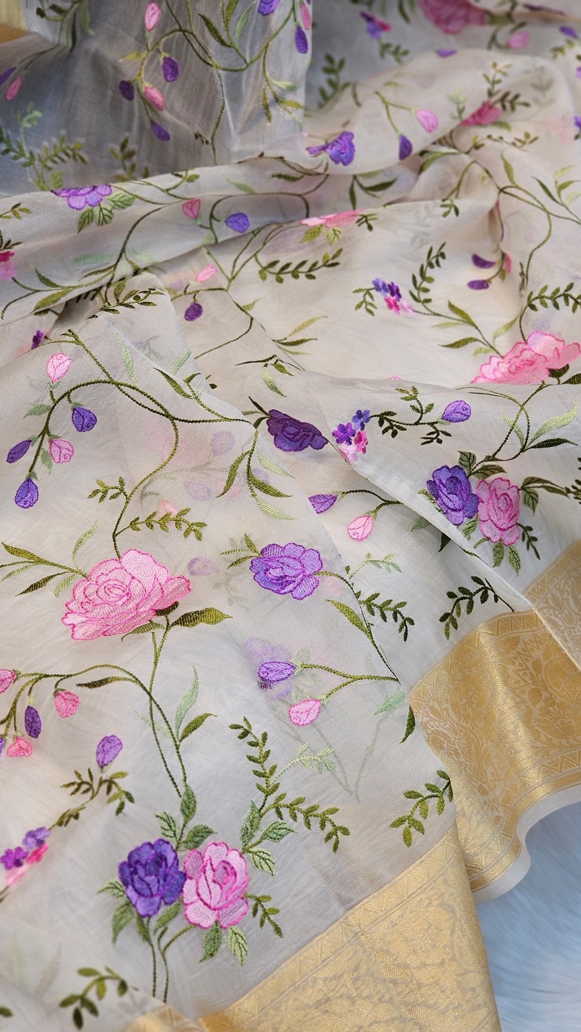 Pure Organza Silk Embroidery Saree – On Sale - Resham Wala