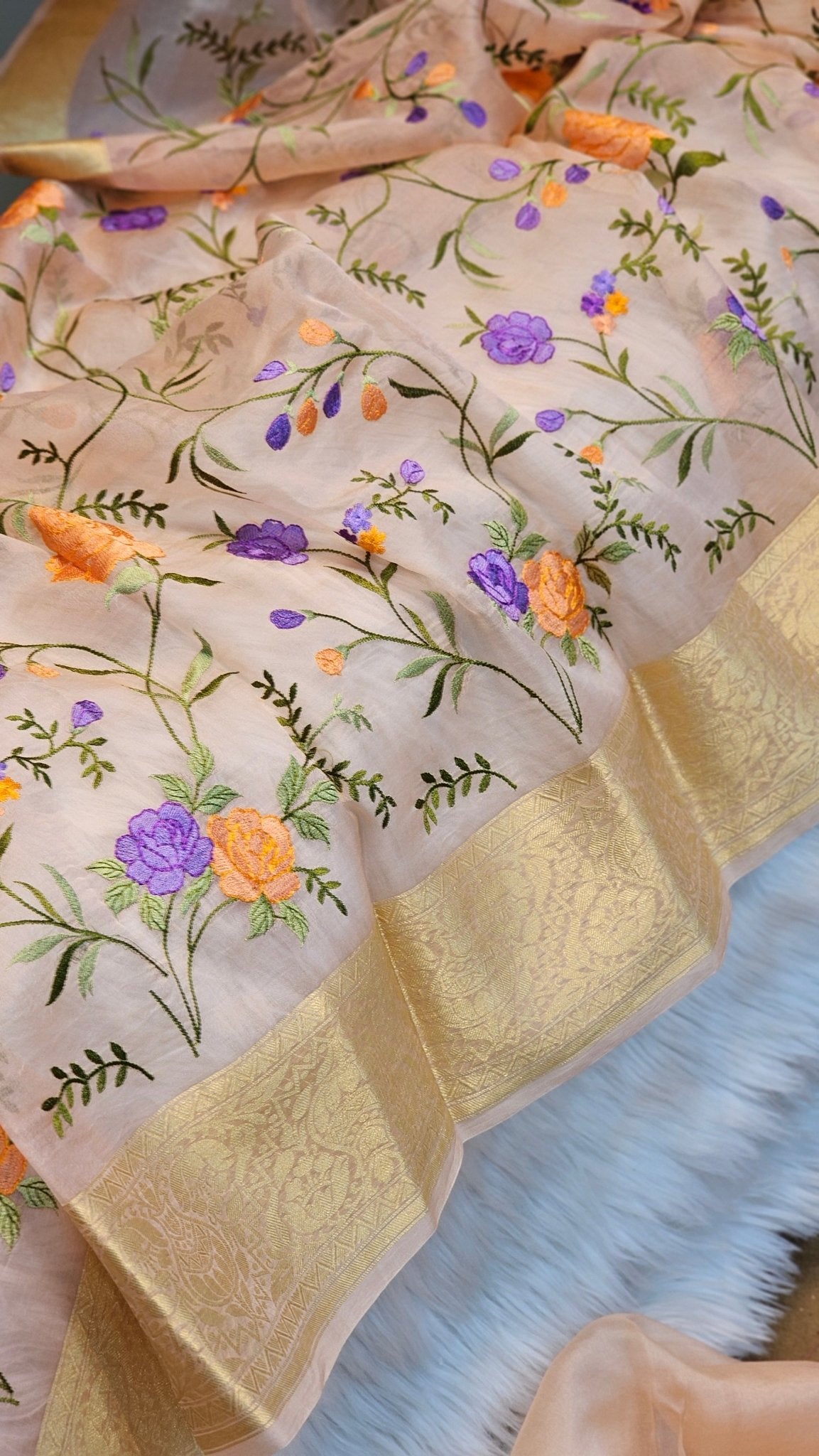 Pure Organza Silk Embroidery Saree – On Sale - Resham Wala