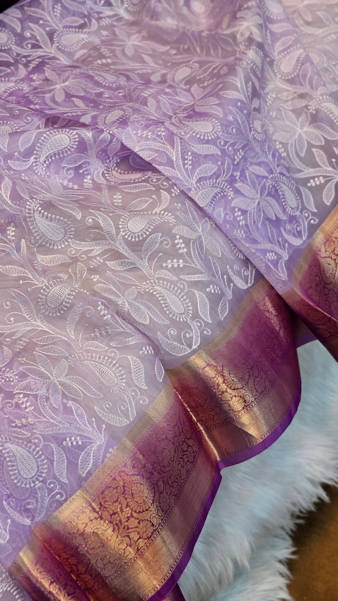 Pure Organza Silk Embroidery Saree – On Sale - Resham Wala