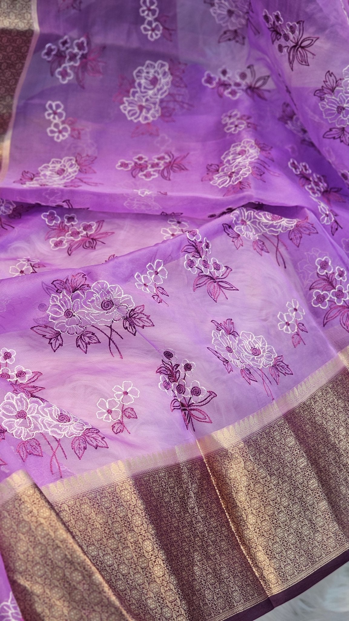 Pure Organza Silk Embroidery Saree – On Sale - Resham Wala