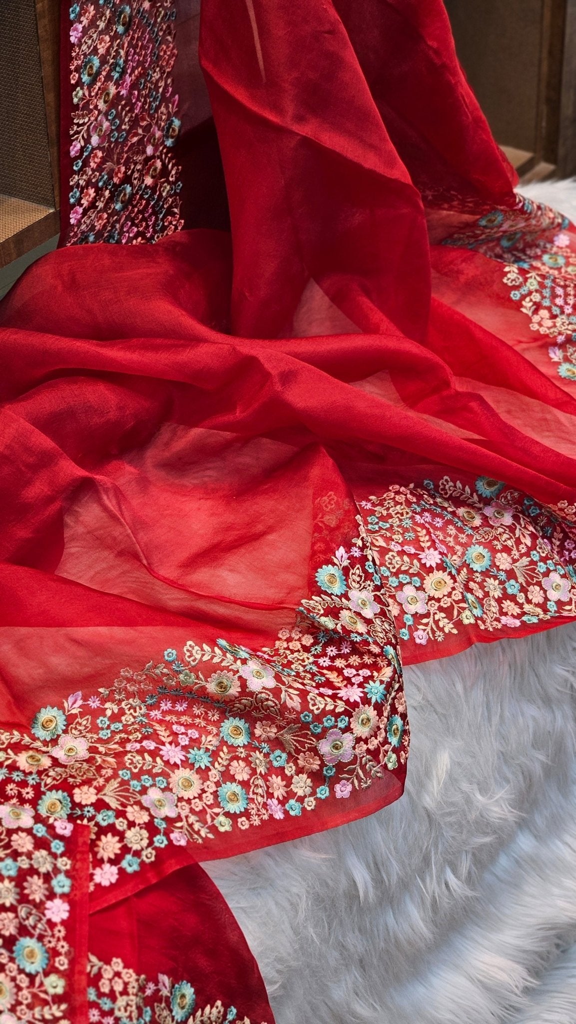 Pure Organza Silk Embroidery Saree – On Sale - Resham Wala