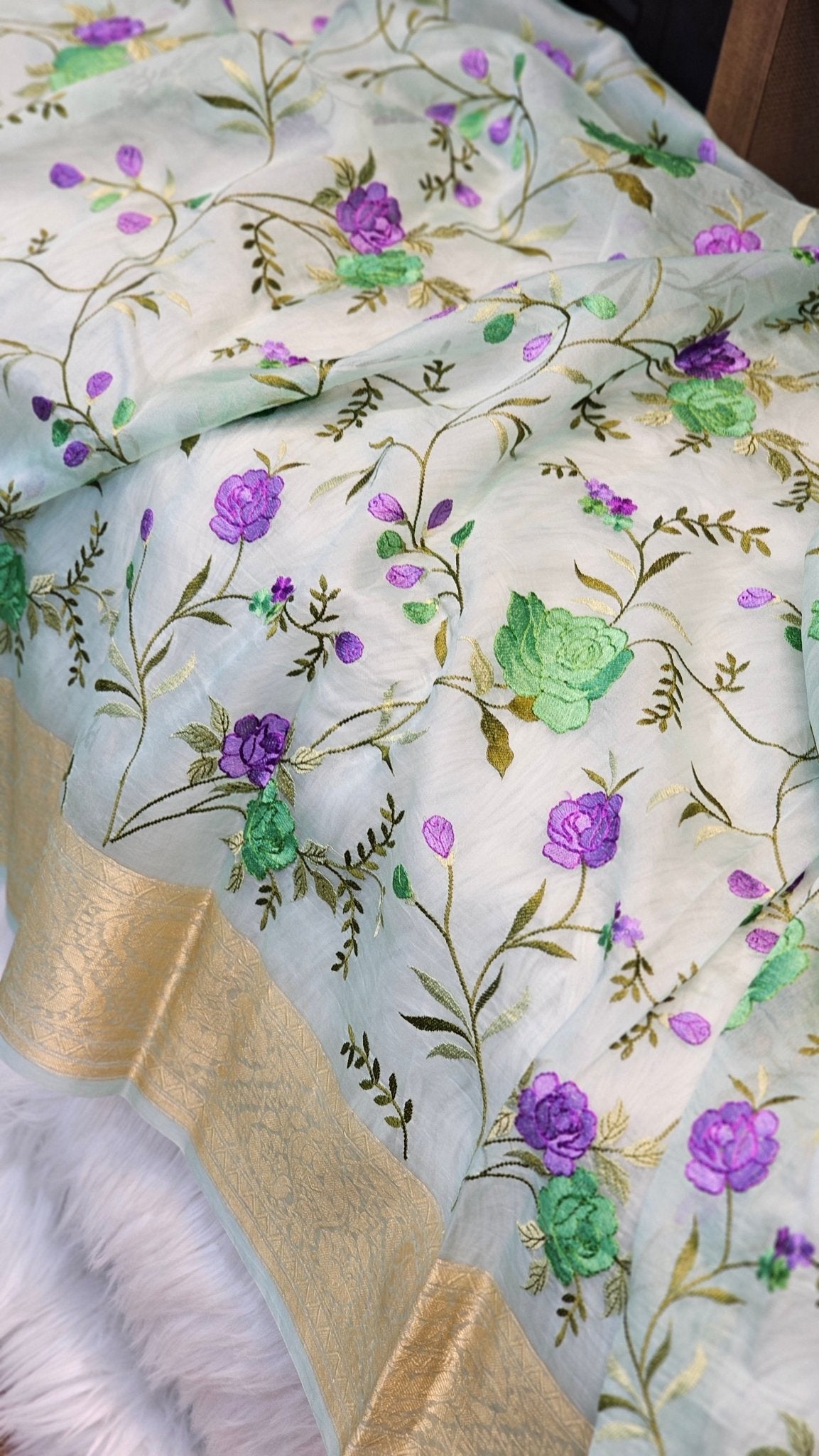 Pure Organza Silk Embroidery Saree – On Sale - Resham Wala