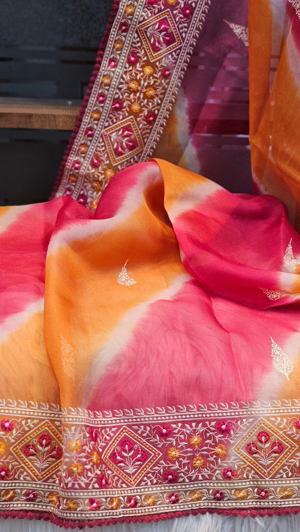 Pure Organza Silk Embroidery Saree – On Sale - Resham Wala