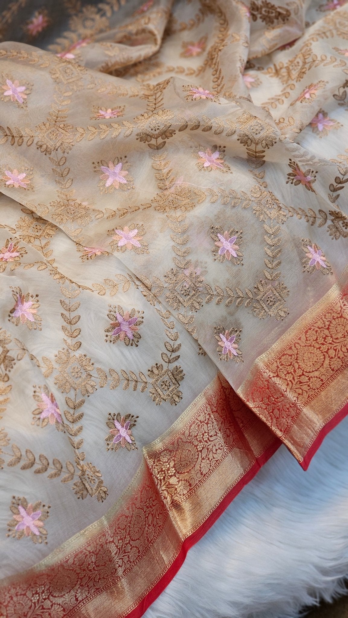 Pure Organza Silk Embroidery Saree – On Sale - Resham Wala