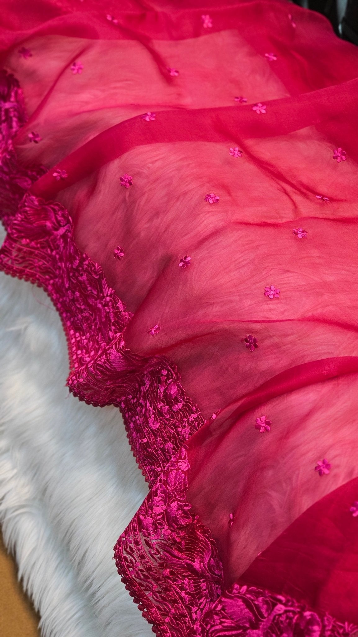 Pure Organza Silk Embroidery Saree – On Sale - Resham Wala