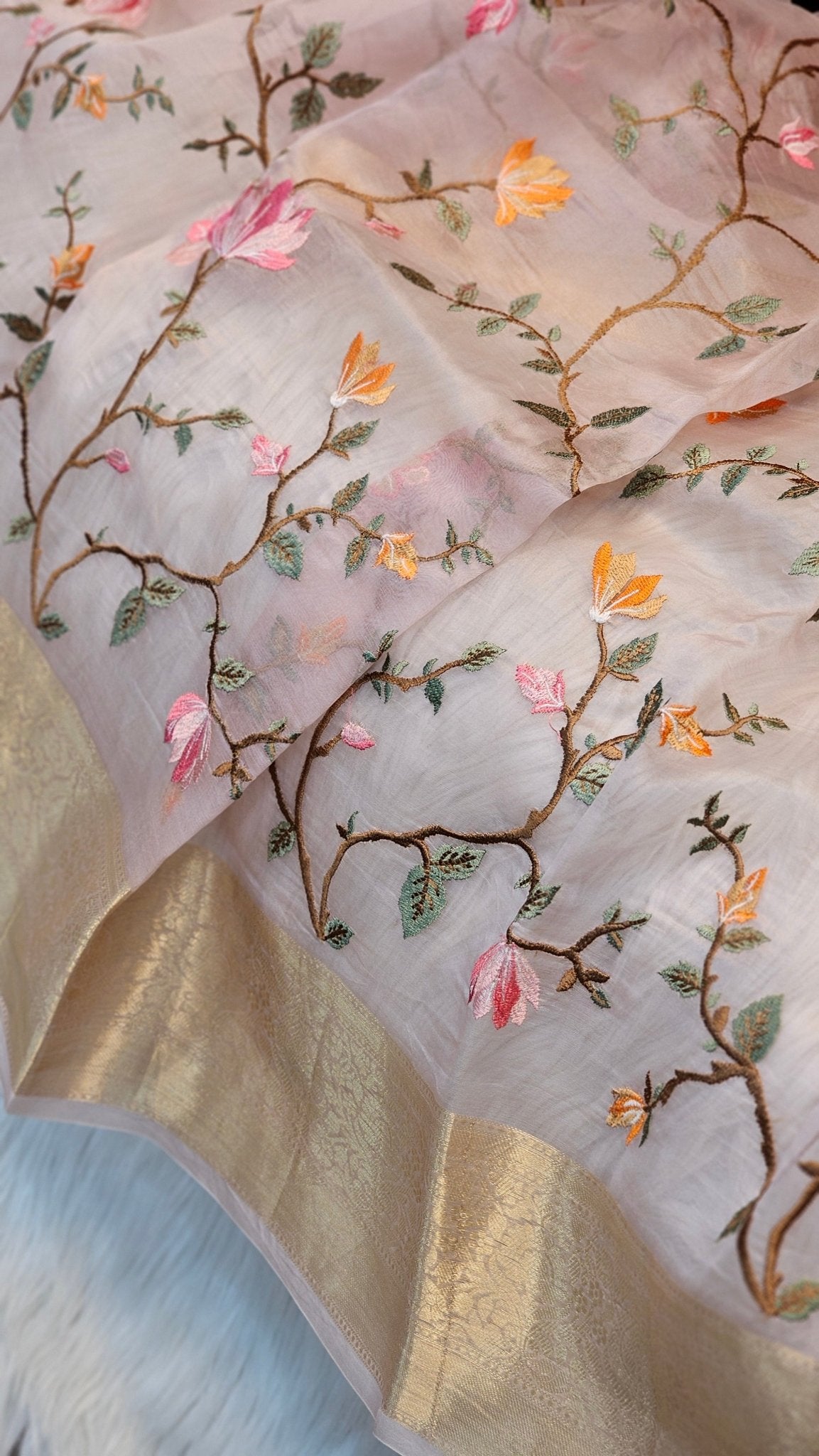 Pure Organza Silk Embroidery Saree – On Sale - Resham Wala