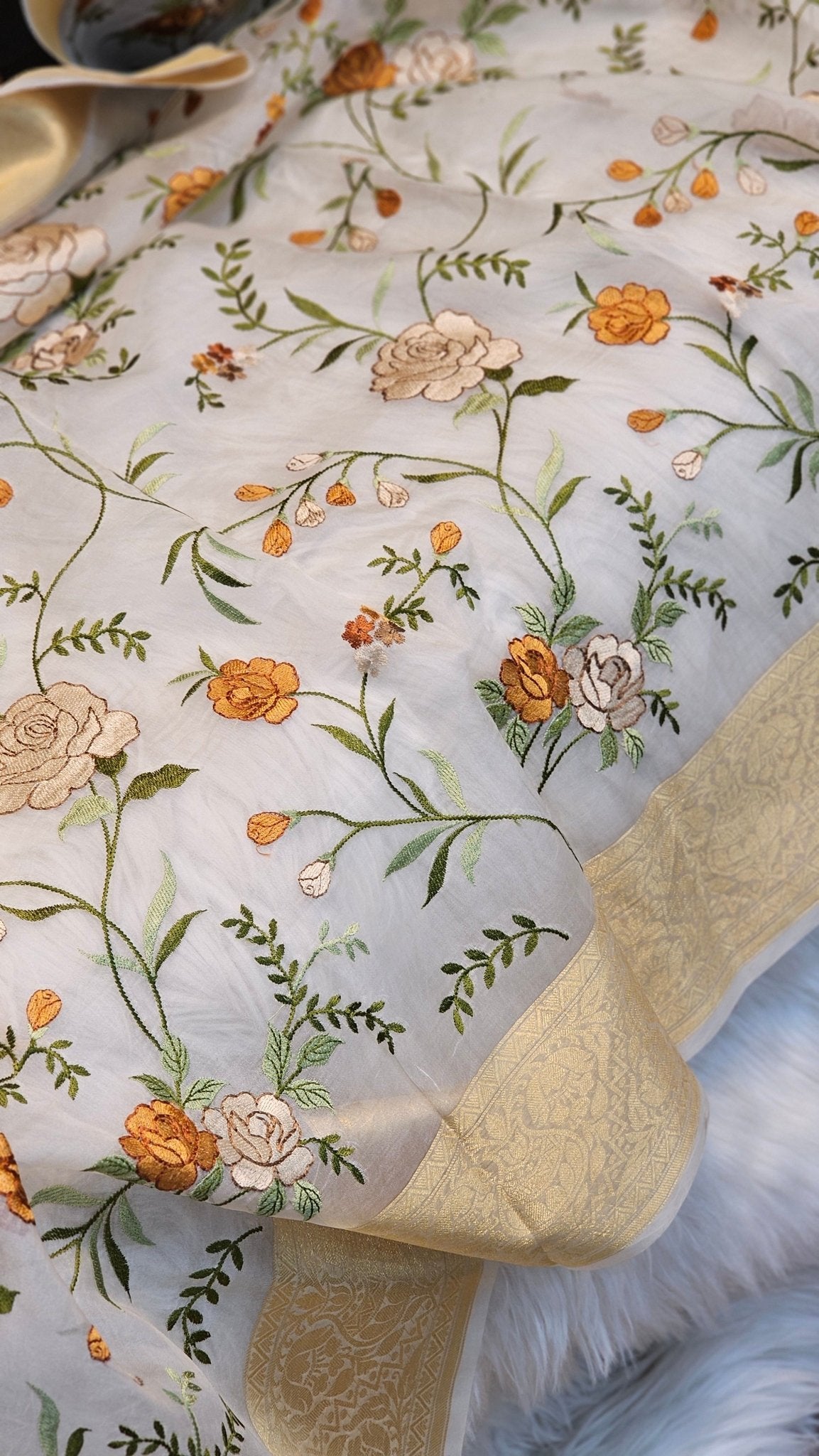 Pure Organza Silk Embroidery Saree – On Sale - Resham Wala