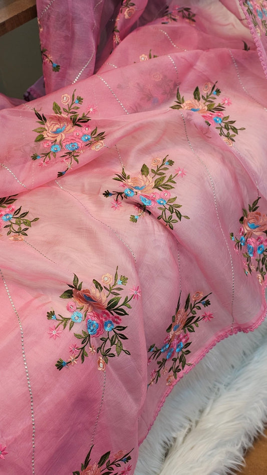 Pure Organza Silk Embroidery Saree – On Sale - Resham Wala