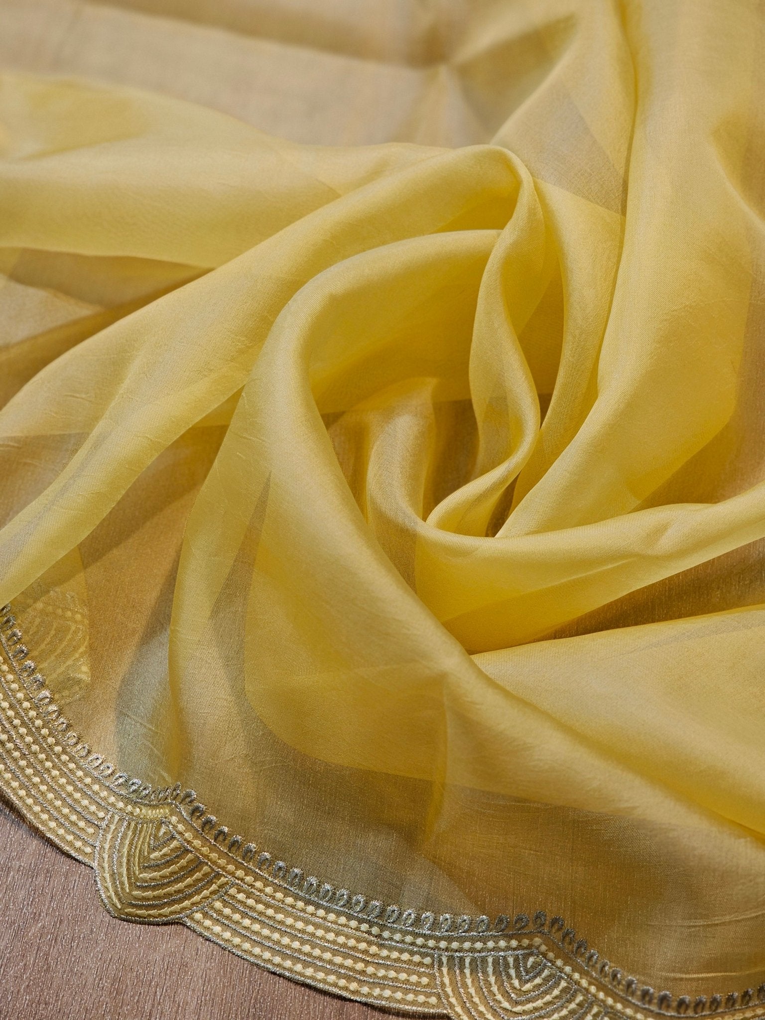 Pure Organza Silk House and floral Embroidery Saree with cutwork border and sleeves in blouse - Resham Wala