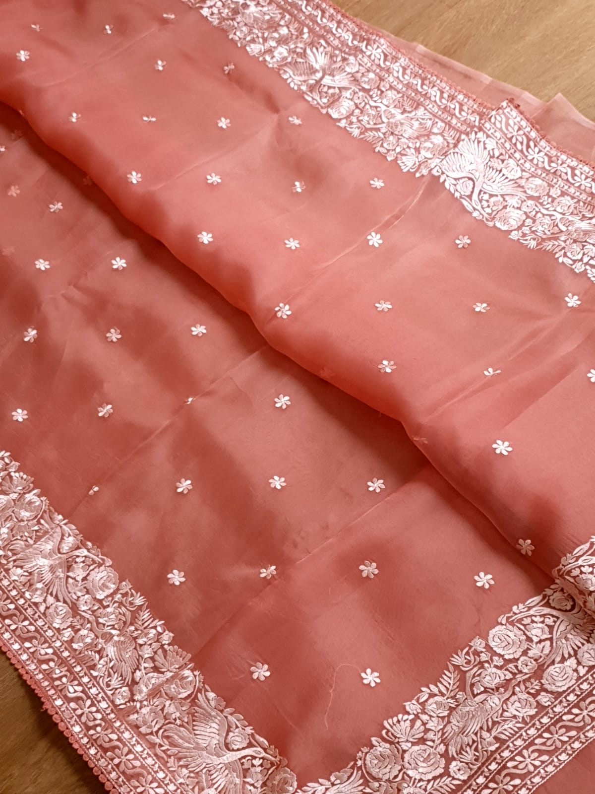 Pure Organza Silk Parsigara Embroidery Saree - blouse sleeve detail
