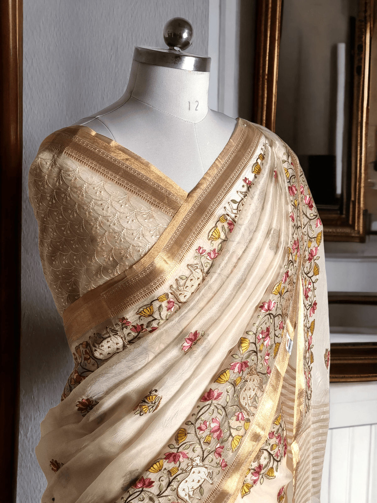 Pure Organza Silk Pichwai Embroidery Saree - heavy blouse detail