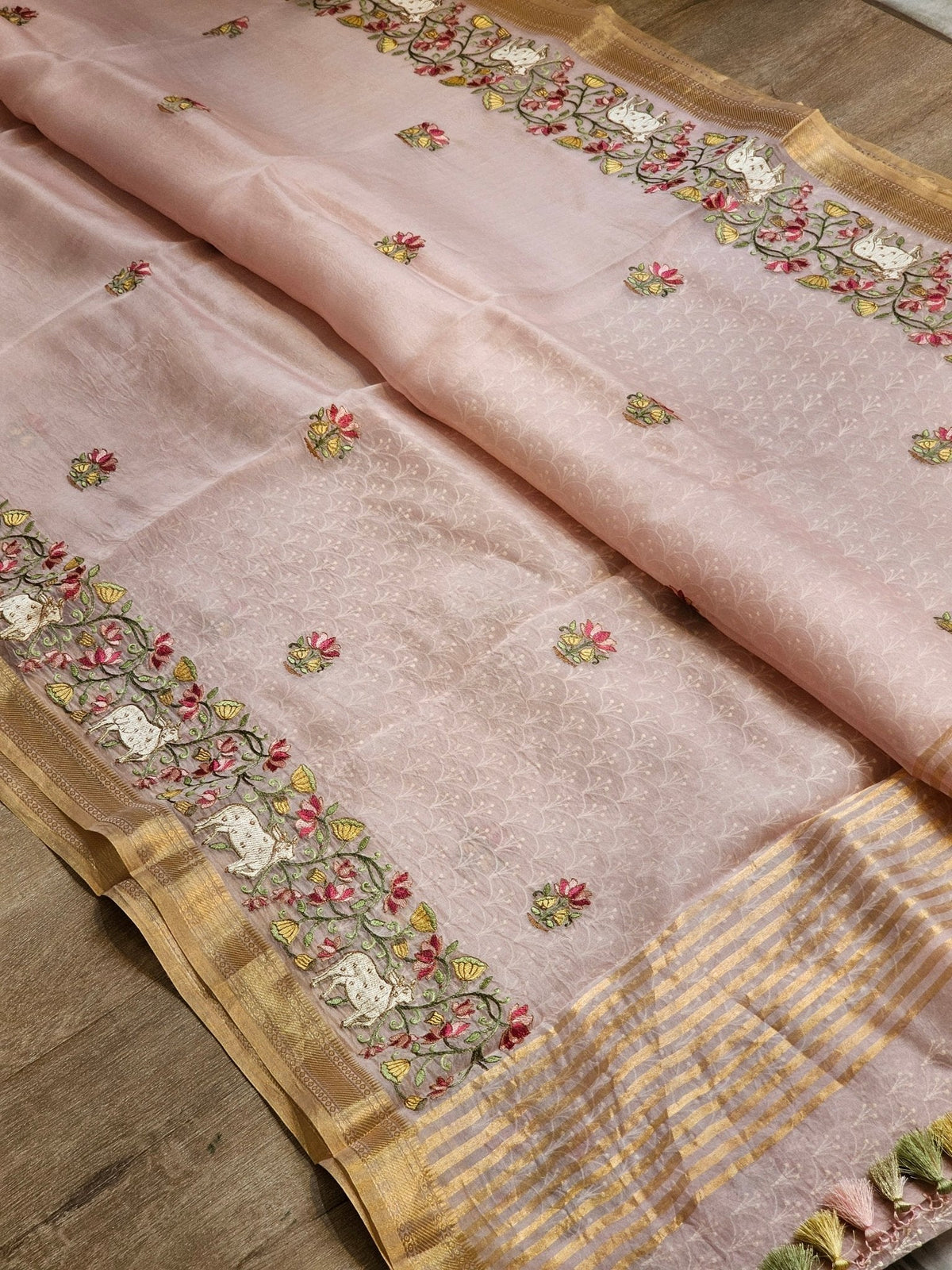 Pure Organza Silk Pichwai Embroidery Saree - complete outfit styled